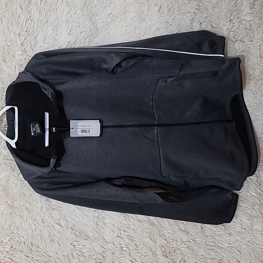 CSG, Men's Black Front Full Zippered Sweater